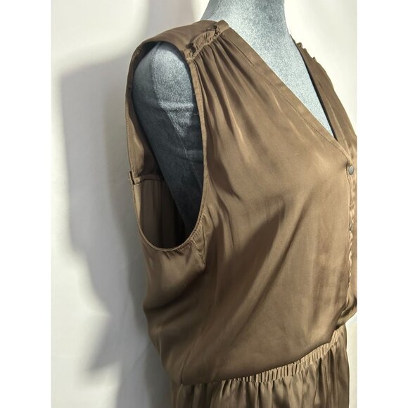 BCBG MAXAZRIA Sleeveless Brown Romper With Snap Buttons & Elastic Waist Small - Picture 7 of 14